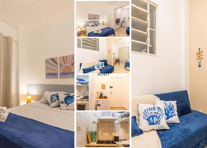 Studio No Leme Copacabana Com Cama Queen, Ar Split, Wifi, Tvsmart, Portaria 24 Horas E 400M Da Praia